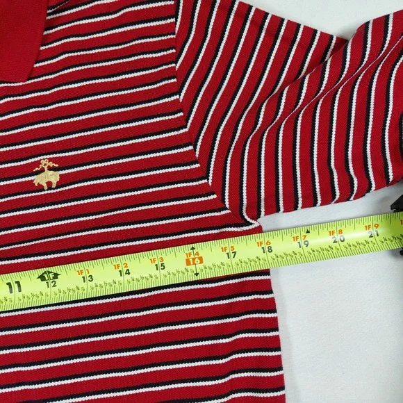 Brooks Brothers Mens Large Red White Blue Striped Performance Knit Polo Shirt - Picture 9 of 10